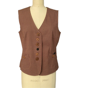Relativity Brown Houndstooth Women’s Vest Sz M